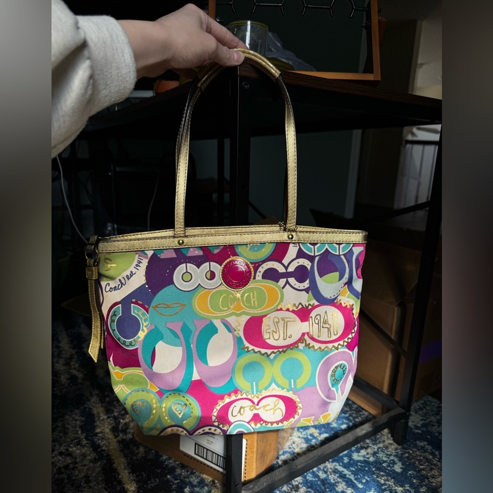 Y2K Coach Poppy Pop Graffiti Glam Tote